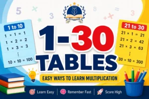 1 to 30 Tables