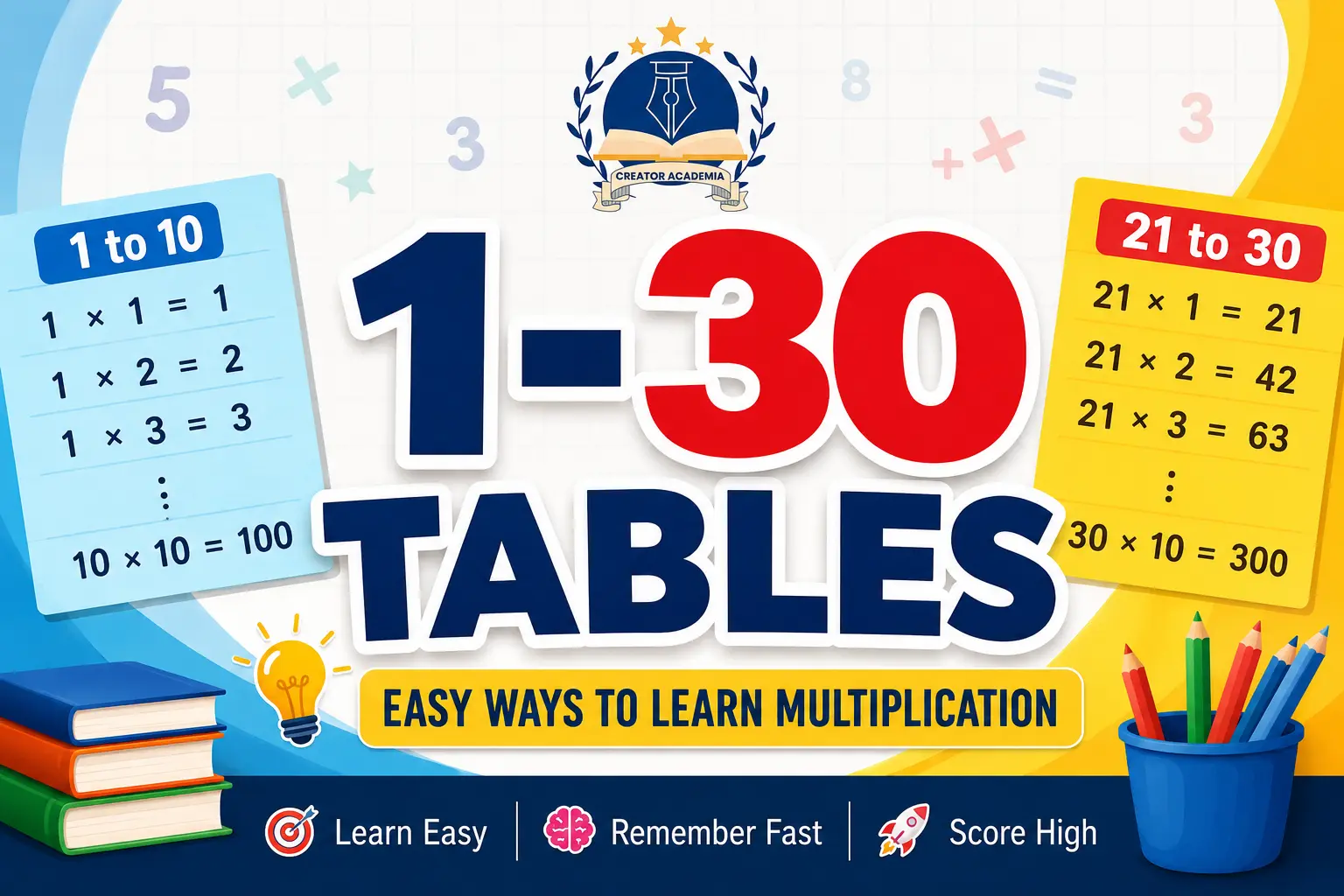 1 to 30 Tables: Easy Ways to Learn Multiplication
