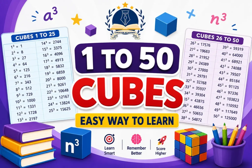 Cubes 1 to 50