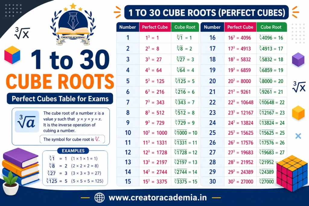 Cube Roots 1 to 30