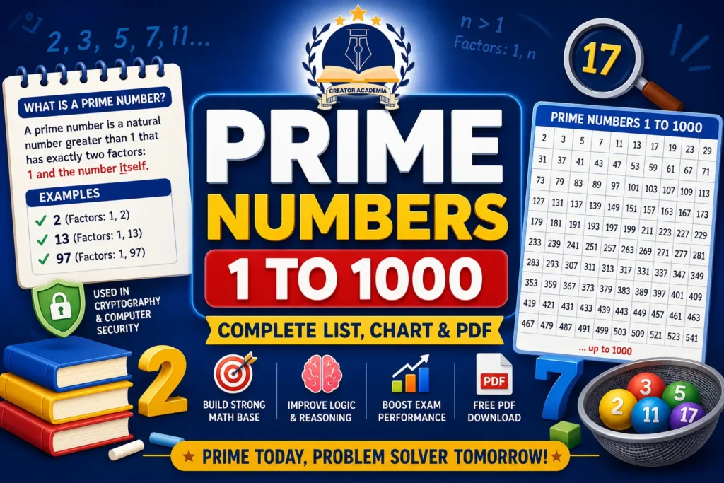 Prime Numbers 1 to 1000: Chart, List, PDF & Printable Table 3 Prime Numbers 1 to 1000