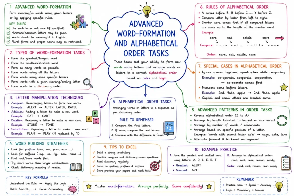 Alphabet Test and Letter Series: Rules, Patterns, and Shortcuts 3 Advanced Word-Formation and Alphabetical Order Tasks