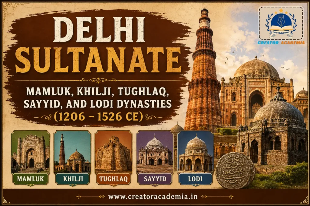 Delhi Sultanate: Mamluk, Khilji, Tughlaq, Sayyid, and Lodi Dynasties (1206 – 1526 CE) 10 Delhi Sultanate
