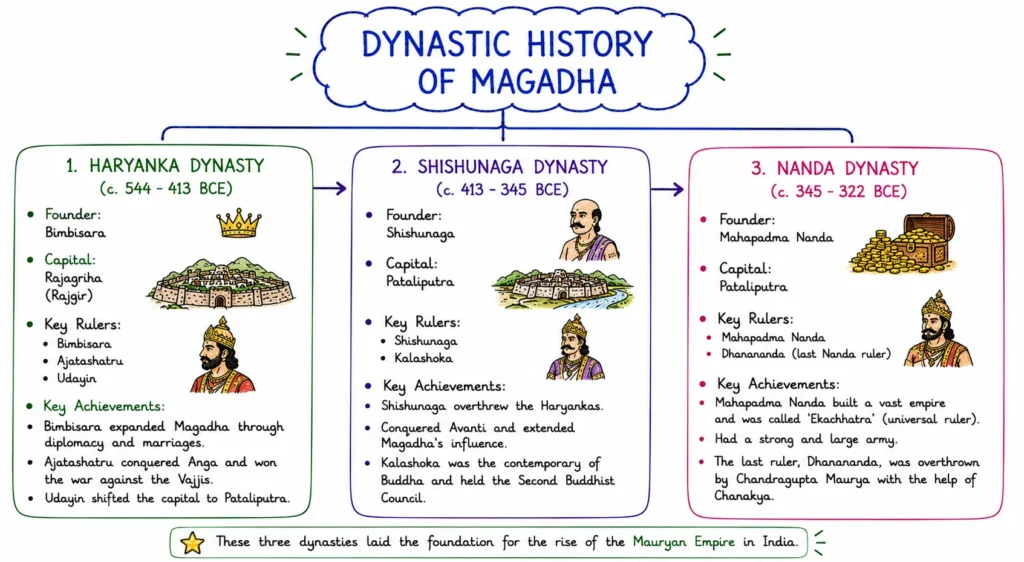 Mahajanapadas and the Rise of Magadha: 16 Monarchies, Foreign Invasions & Political Unification 4 Dynastic History of Magadha