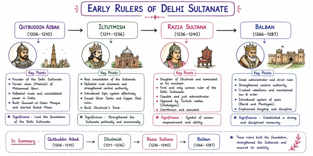 Delhi Sultanate: Mamluk, Khilji, Tughlaq, Sayyid, and Lodi Dynasties (1206 – 1526 CE) 2 Early Rulers of Delhi Sultanate