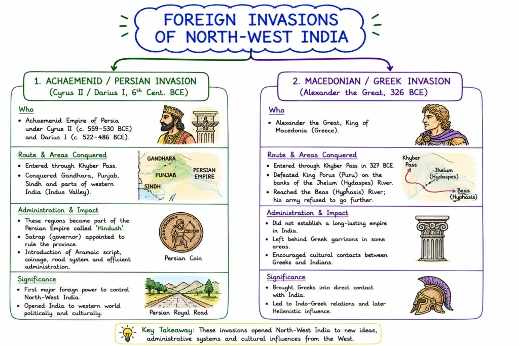 Mahajanapadas and the Rise of Magadha: 16 Monarchies, Foreign Invasions & Political Unification 5 Foreign Invasions in North-West India