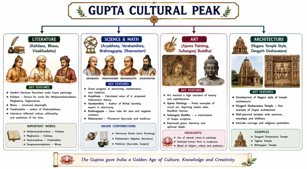 Gupta Empire: Rise, Administration, Art, Culture, and Golden Age (c. 319 – 550 CE) 5 Gupta Cultural Peak