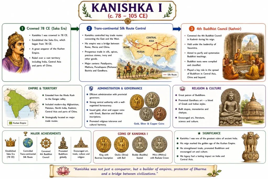 Post-Mauryan Period: Native Dynasties, Foreign Invasions, and Trade (c. 185 BCE – 300 CE) 7 Kanishka I