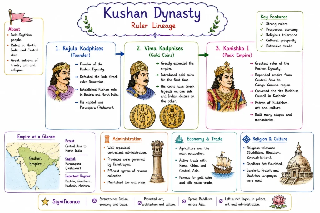 Post-Mauryan Period: Native Dynasties, Foreign Invasions, and Trade (c. 185 BCE – 300 CE) 6 Kushana Dynasty