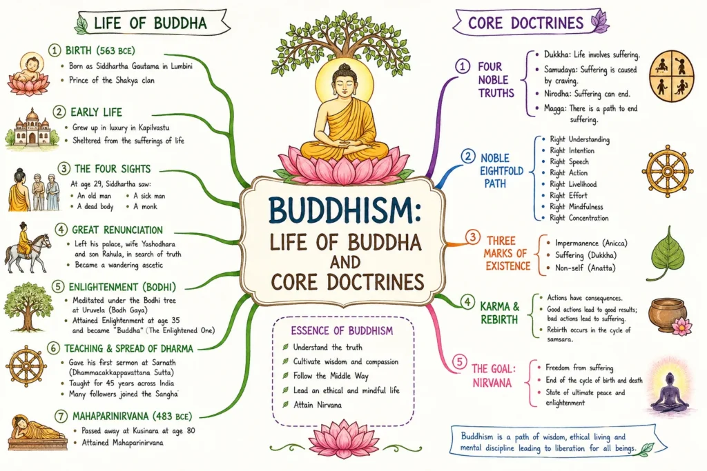 Buddhism and Jainism: Origins, Teachings, Sects, and Historical Impact 2 Life of Buddha and Core Doctrines