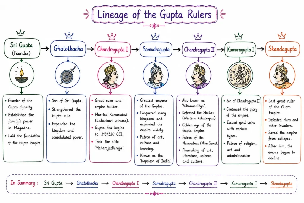 Gupta Empire: Rise, Administration, Art, Culture, and Golden Age (c. 319 – 550 CE) 2 Lineage of the Gupta Rulers