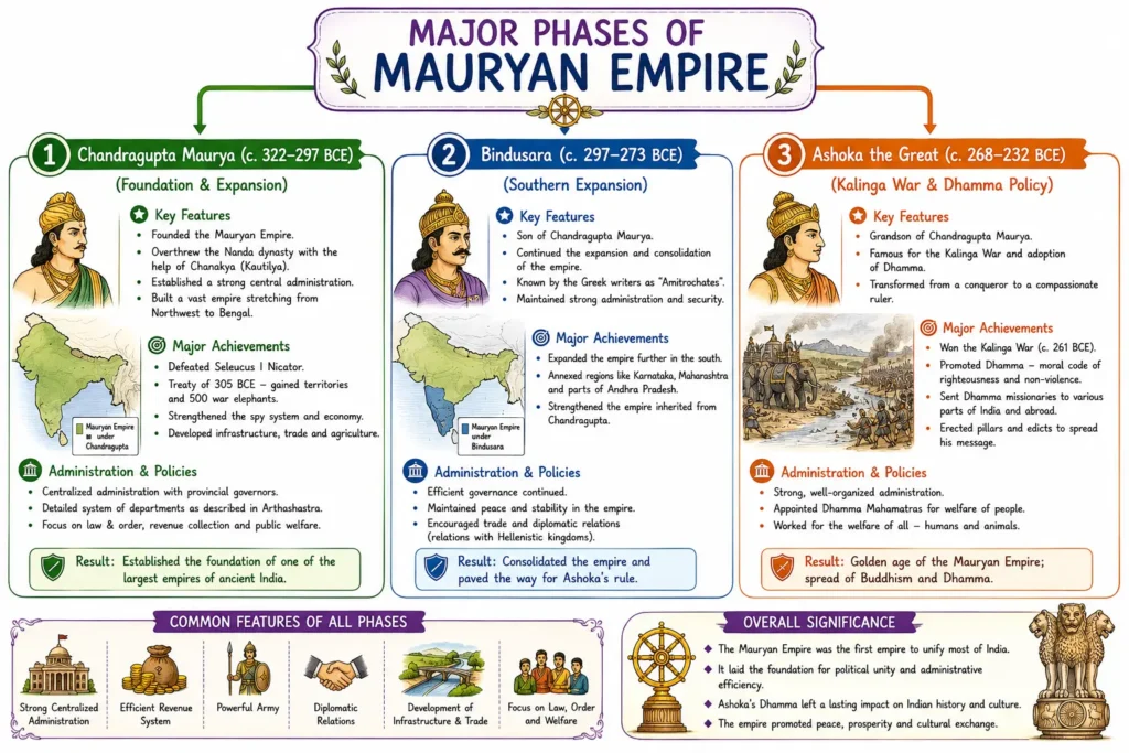 Mauryan Empire: Rise, Administration, Ashoka, and Decline 1 Major Phases of Mauryan Empire