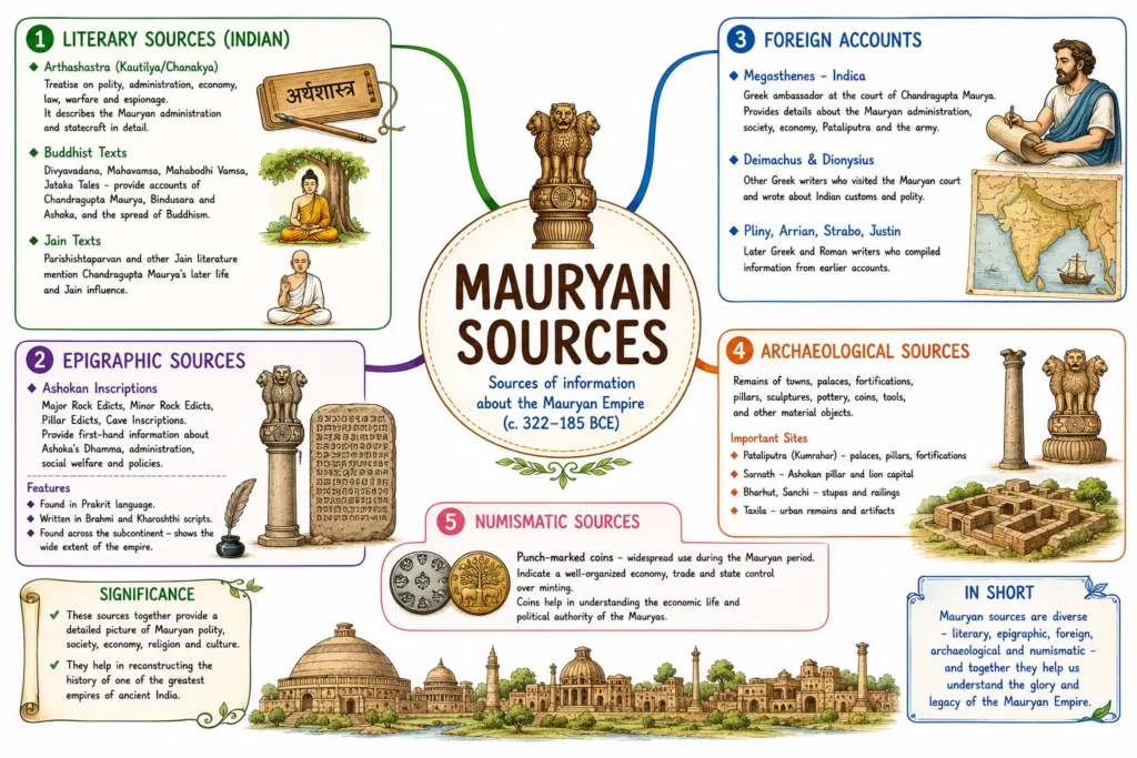Mauryan Empire: Rise, Administration, Ashoka, and Decline 2 Mauryan Sources