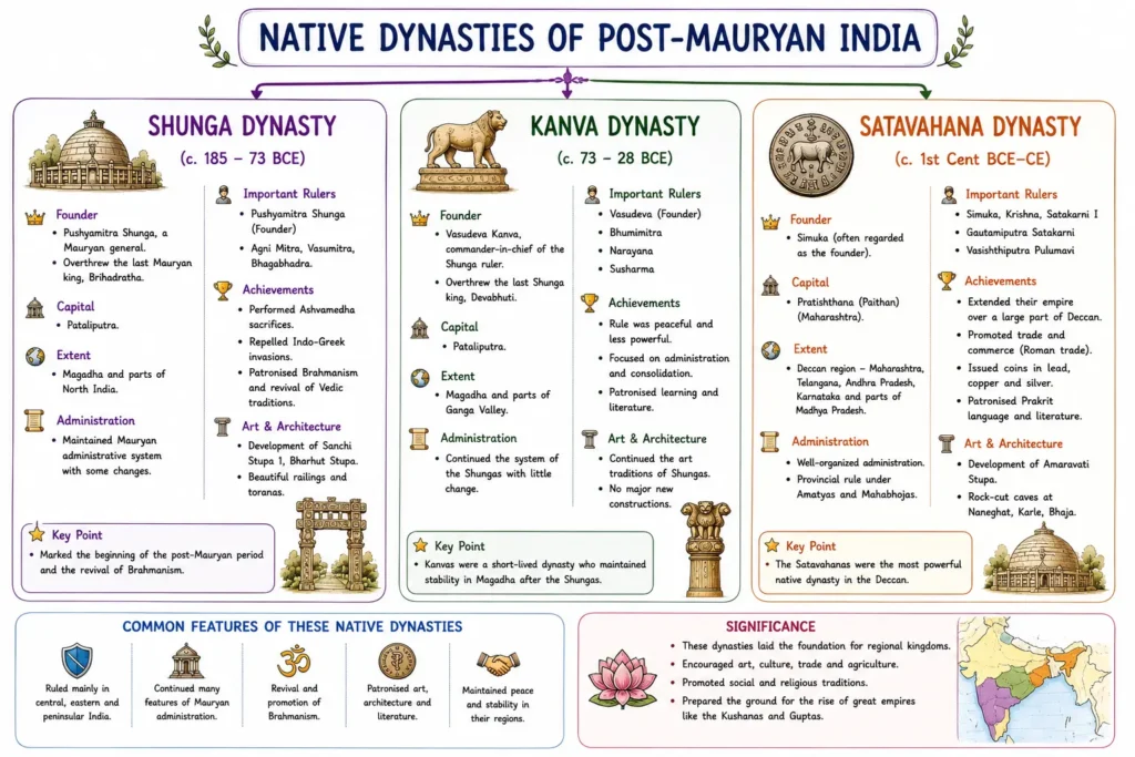 Post-Mauryan Period: Native Dynasties, Foreign Invasions, and Trade (c. 185 BCE – 300 CE) 2 Native Dynasties of Post-Mauryan India