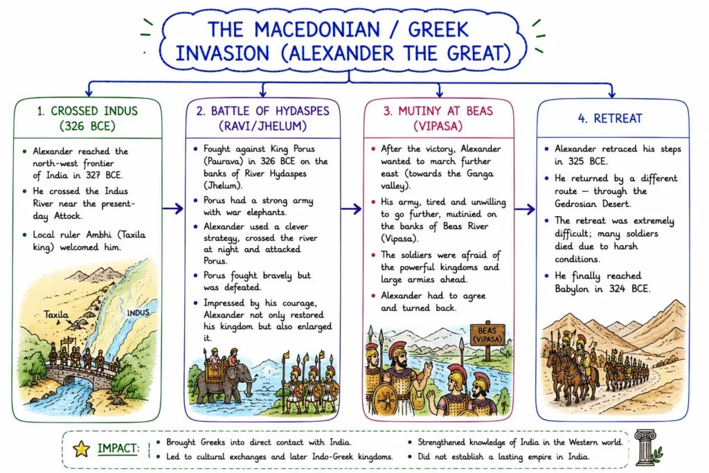 Mahajanapadas and the Rise of Magadha: 16 Monarchies, Foreign Invasions & Political Unification 6 The Macedonian Greek Invasion (Alexander the Great)