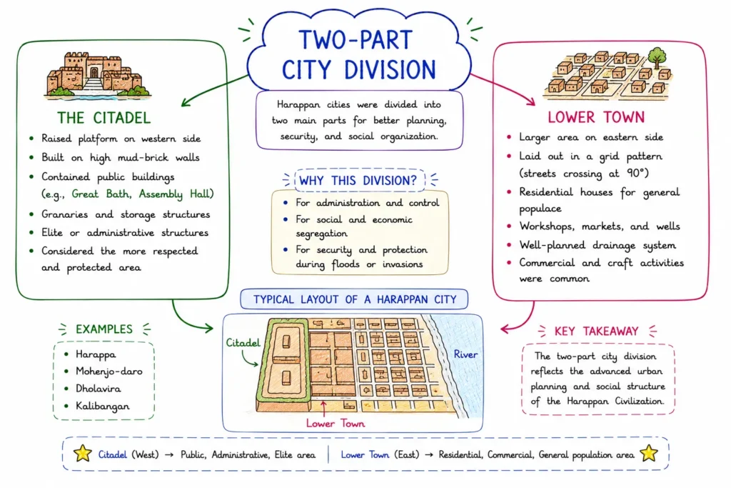Indus Valley Civilization: Origin, Sites, Town Planning, and Decline 3 Two-Part City Division