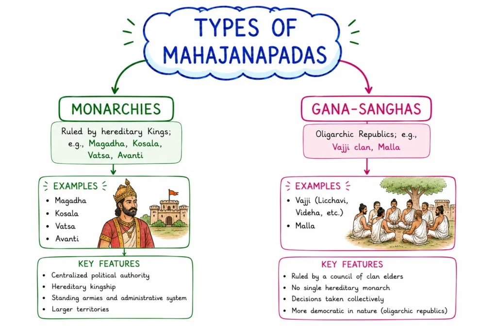 Mahajanapadas and the Rise of Magadha: 16 Monarchies, Foreign Invasions & Political Unification 2 Types of Mahajanapadas