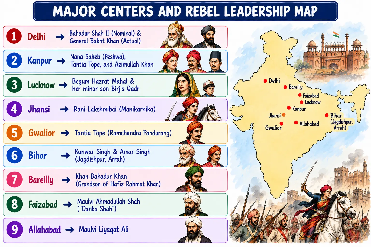 Major Centers and Rebel Leadership Map