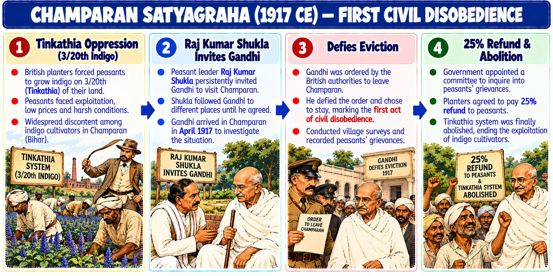 Champaran Satyagraha 1917: Steps from Oppression to Abolition