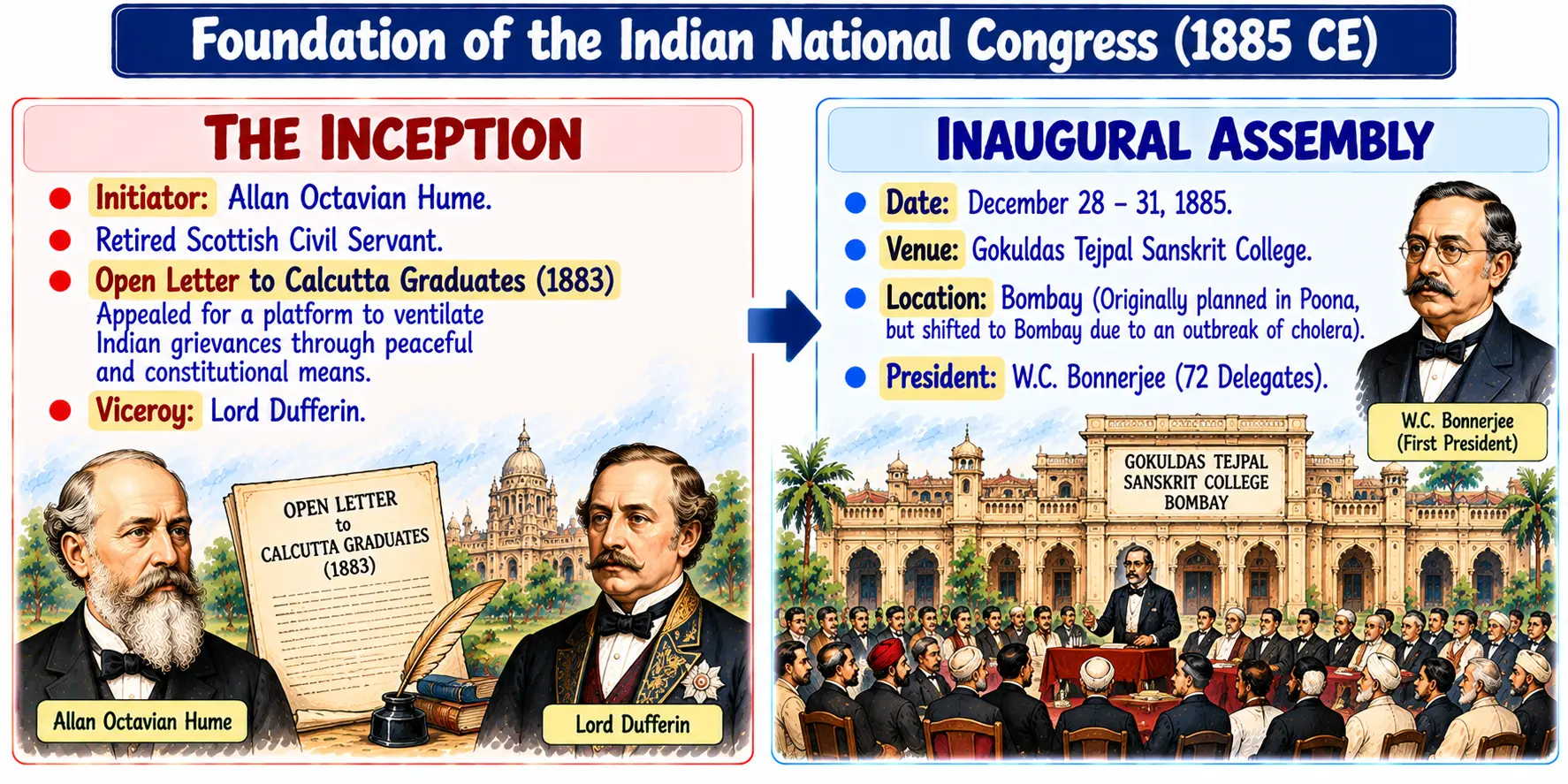 Foundation of the Indian National Congress 1885 Infographic