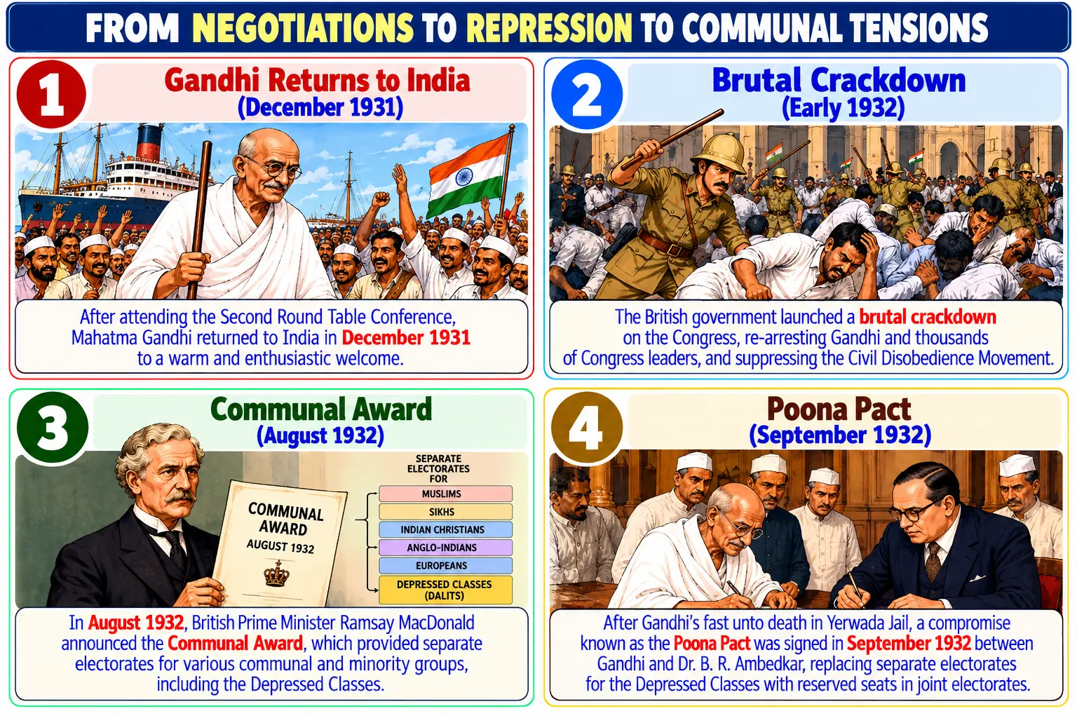 From Negotiations to Repression to Communal Tensions Timeline