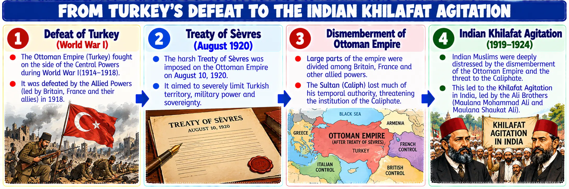 From Turkey's Defeat to the Indian Khilafat Agitation Flowchart