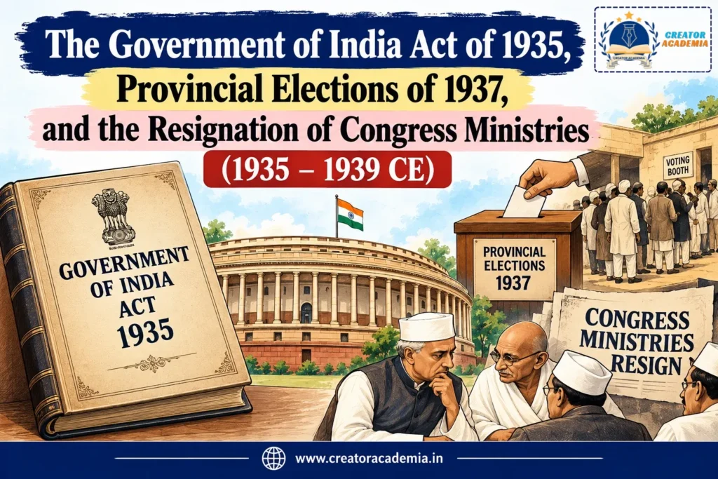 The Government of India Act of 1935, Provincial Elections of 1937, and the Resignation of Congress Ministries (1935 – 1939 CE) 9 Government of India Act 1935 and Resignation of Congress Ministries