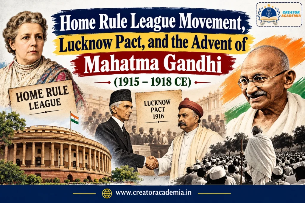 Home Rule League Movement, Lucknow Pact, and the Advent of Mahatma Gandhi (1915 – 1918 CE) 9 Home Rule League Movement, Lucknow Pact, and the Advent of Mahatma Gandhi