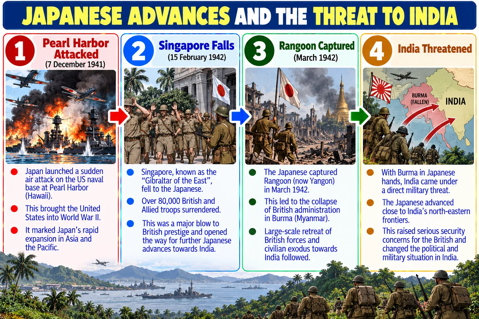 Japanese Advances and the Threat to India (1941–1942) Diagram