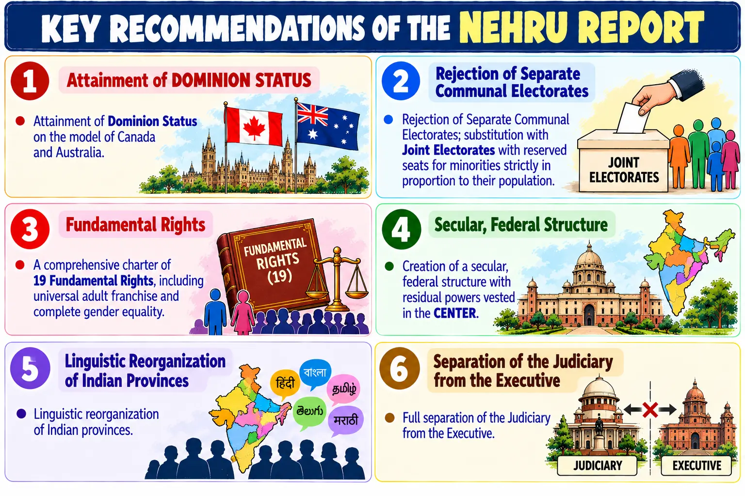 Key Recommendations of the Nehru Report Infographic