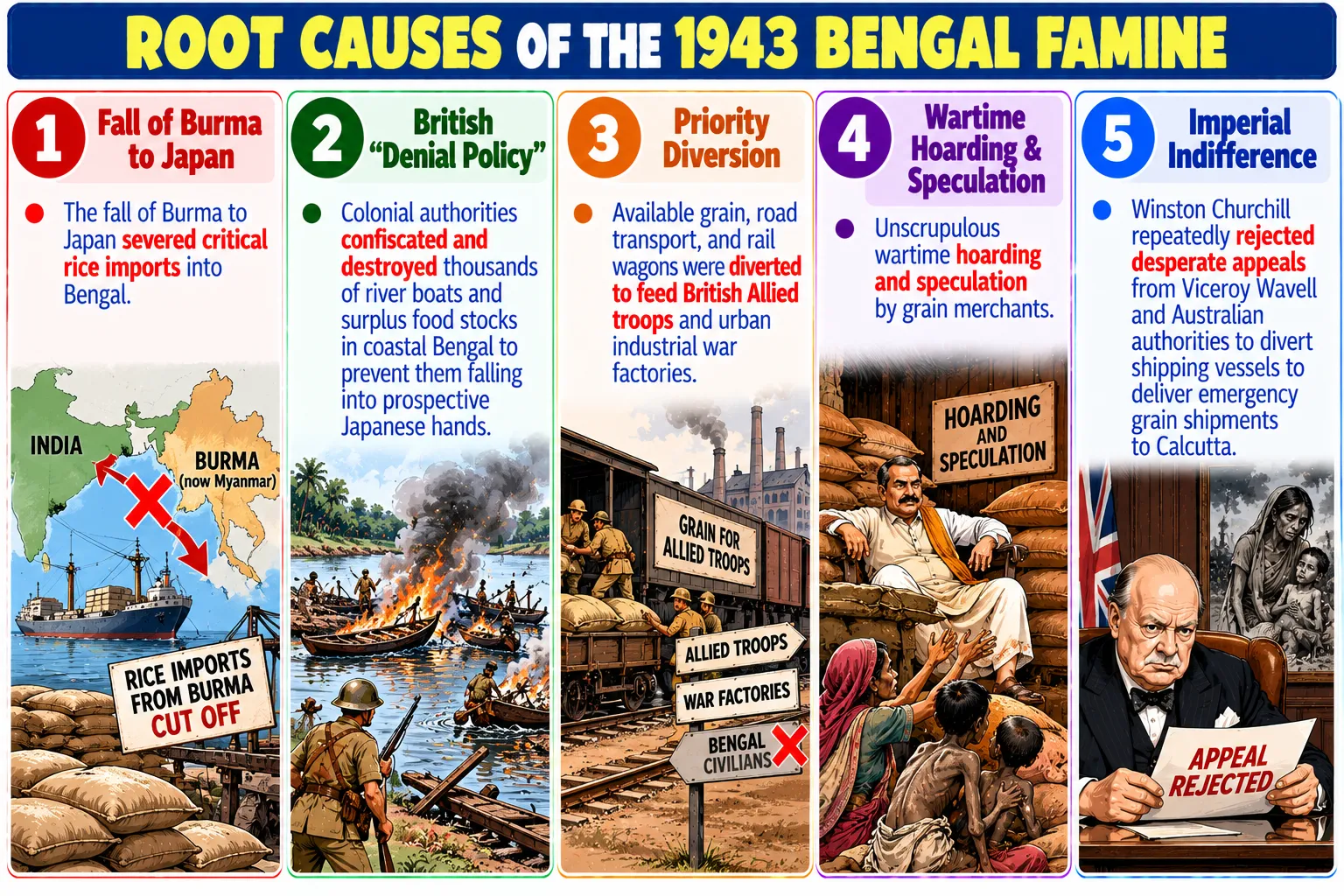Root Causes of the 1943 Bengal Famine Diagram