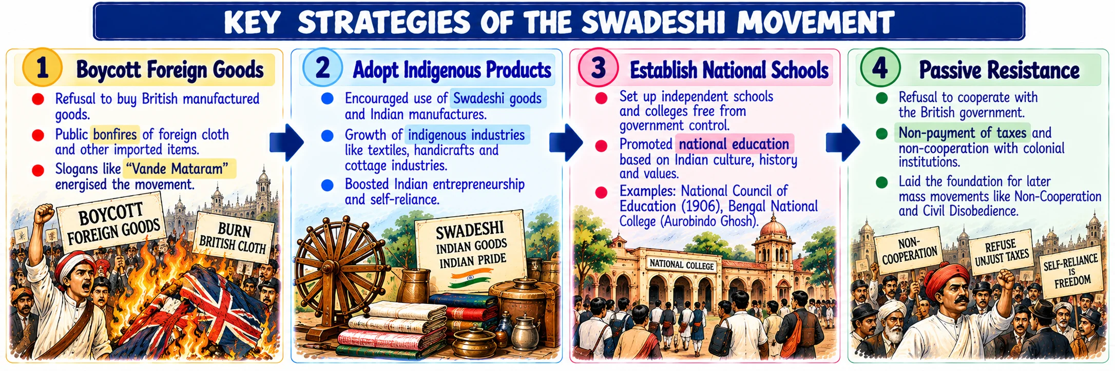Four Key Strategies of the Swadeshi Movement