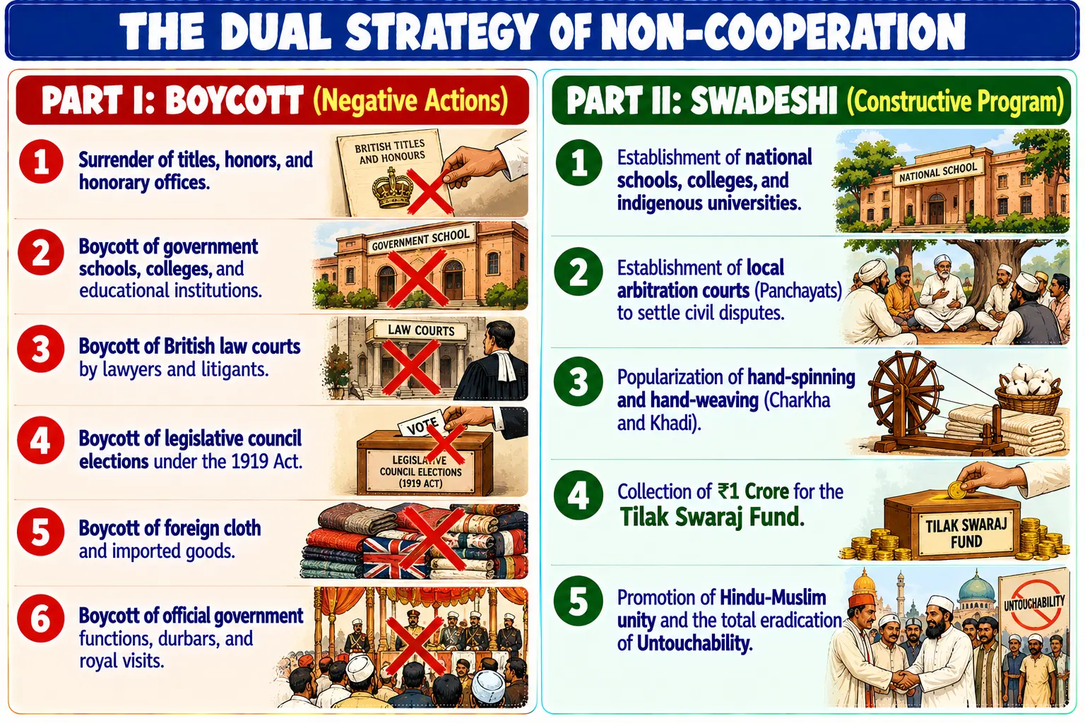 The Dual Strategy of Non-Cooperation: Boycott and Swadeshi Infographic