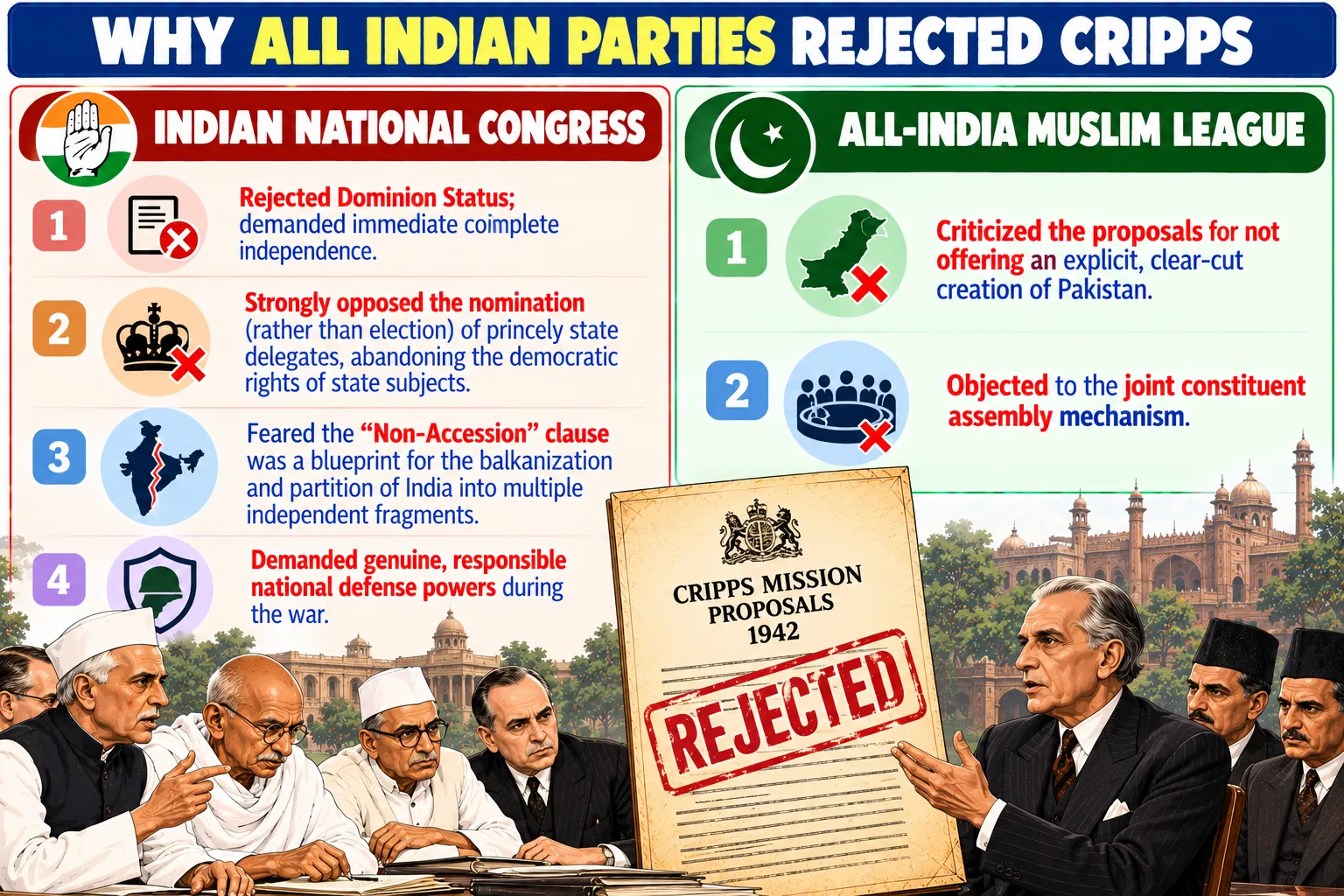 Why All Indian Parties Rejected Cripps Proposals Infographic
